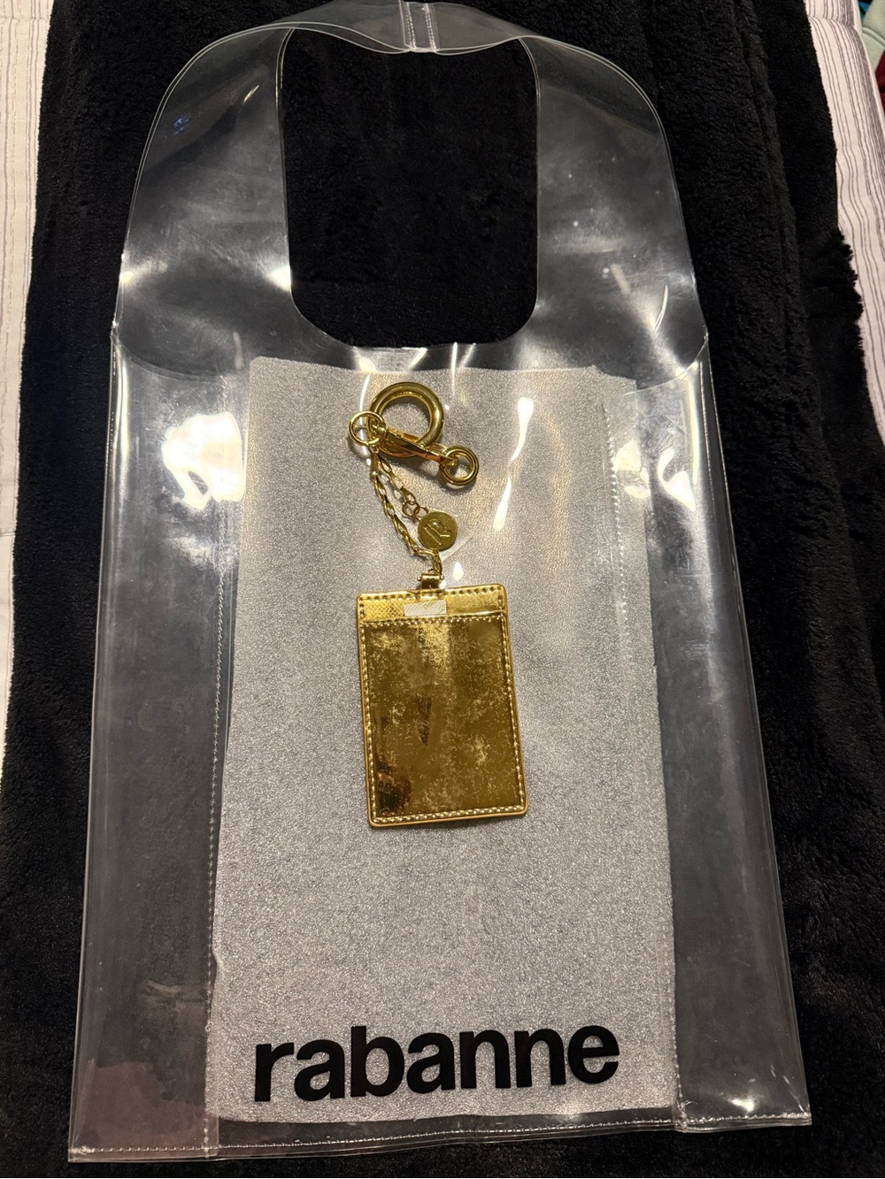 Paco Rabanne Clear Tote Bag with Gold Cardholder Charm